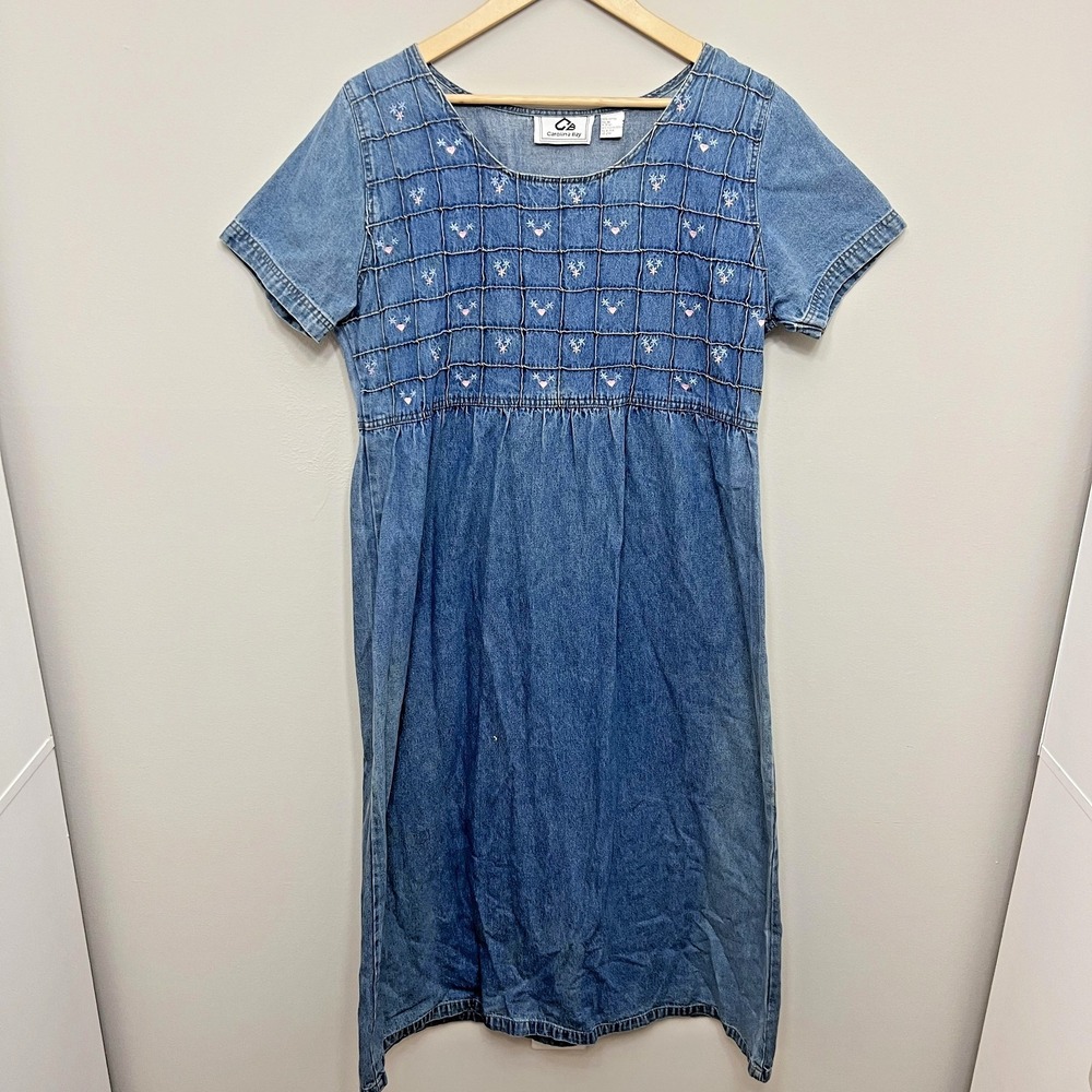 Vintage Carolina Bay Dress Womens Medium Midi Retro Unique Floral Granny Cottage